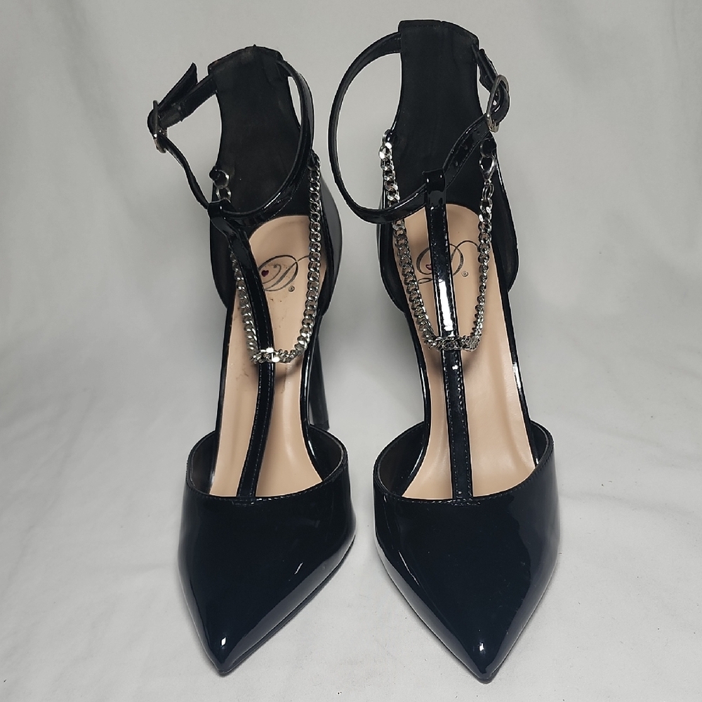 Source Unknown Black Heels with Silver Chain - image 7